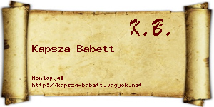 Kapsza Babett névjegykártya